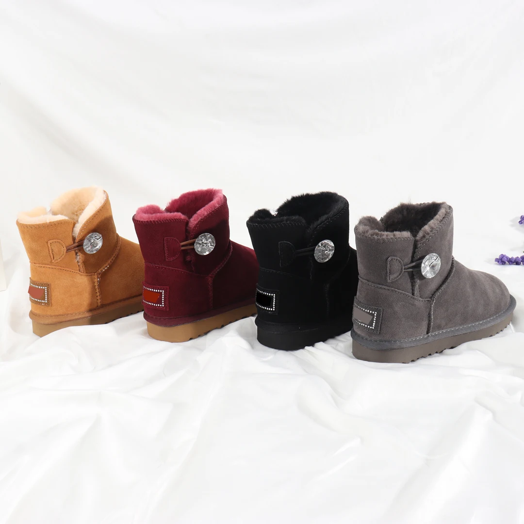 Waterproof Cow Suede Snow Boots Lady Winter Shoes