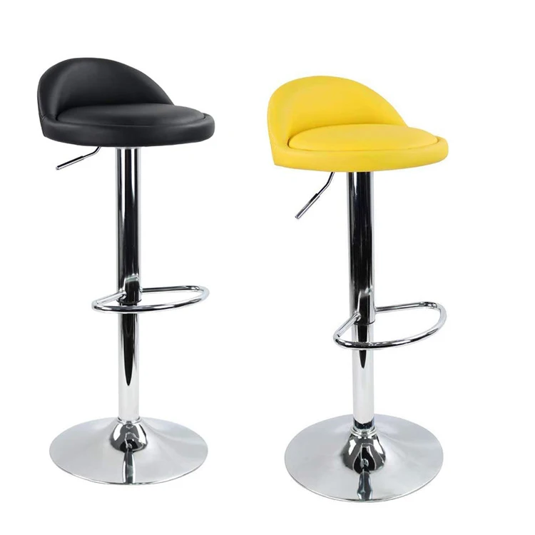 Hot Adjustable Bar Stool Set Of 2 Round Leather Seat Swivel Counter Height Bar Stools With Low Backrest