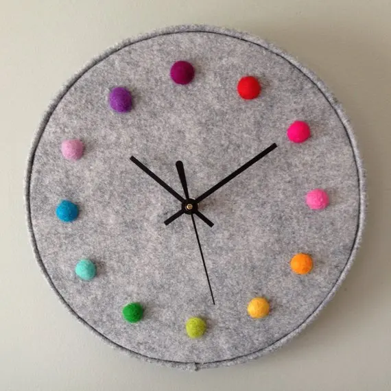 Custom Size Round Circular Felt Dial Face Wall Clock No Glass Panel Whisper Quiet Non-Ticking Quartz Clock Lightweight Clock
