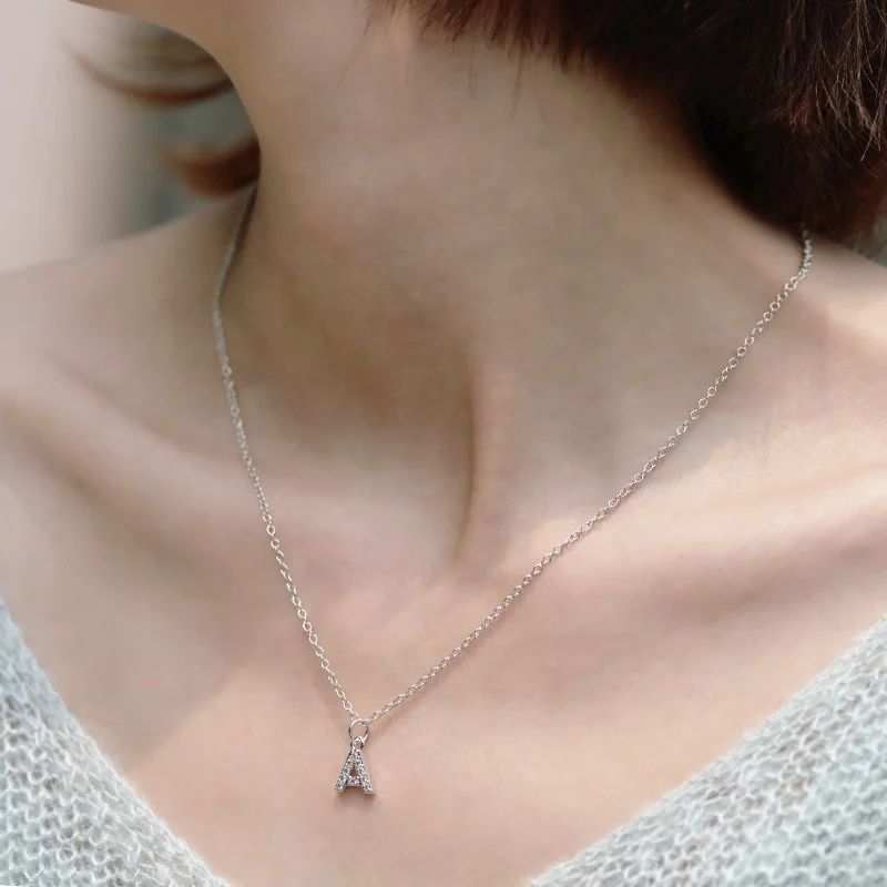 Gold & Platinum Plated CZ Micro Pave Findings Letter A Pendant Charm Alphabet Letter Charms For Necklace Bracelet Jewelry Making