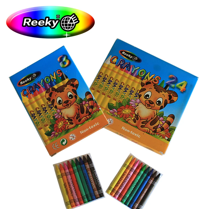 Square Crayon Art Drawing Crayons 6 Packing and Accept Customized Color Box 24 Peanut Bathtub Wax Crayons Set for Kids