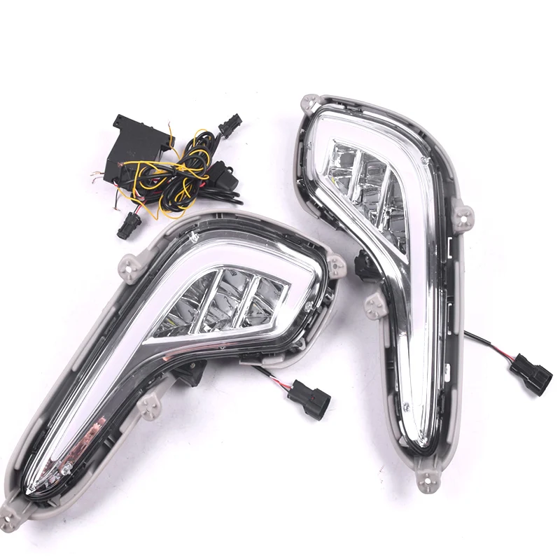 LED Daytime Running Light For Hyundai Accent Solaris 2010 2011 2012 2013 Yellow Turn Signal Relay DRL Fog Lamp accessories car