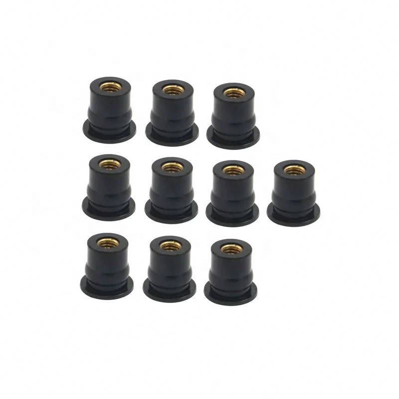 M5 Rubber Well Nuts Brass Insert Wellnuts with Stainless Steel Screws Bolt Fasteners for Motorcycle Windscreen Accessories
