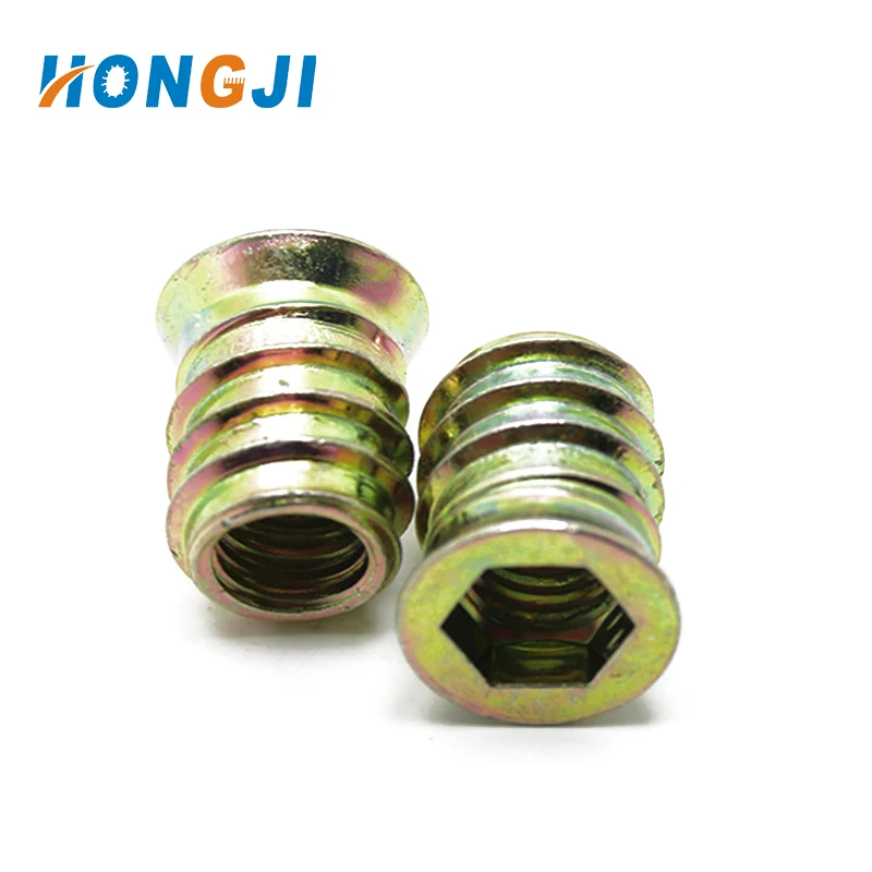 Wood insert nut for table inner thread and outer thread nut for furniture
