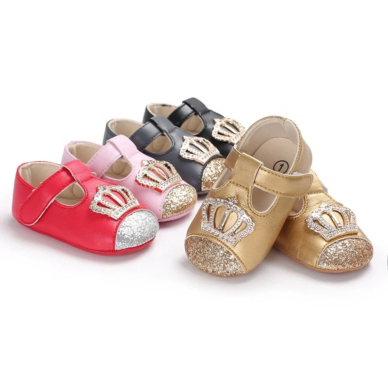 Glitter Crown Princess Wholesale Girls Toddler First Walker Baby Shoes