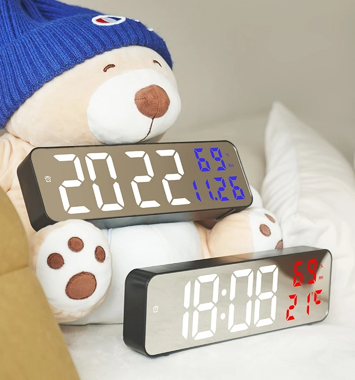 Electronic alarm clock Mirror large screen digital LED mount clock plug-in version clock
