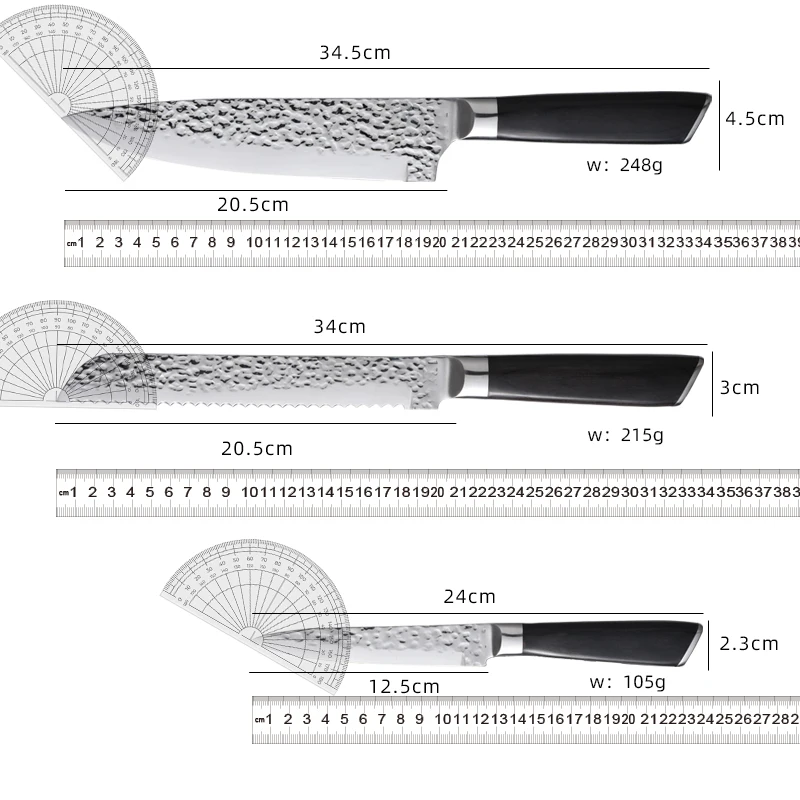 Amazon Hot Selling 3 Pcs Kitchen Knives Kitchen Knife Set With Wooden Handle 30Cr13 High Carbon Steel Knife With Gift Box