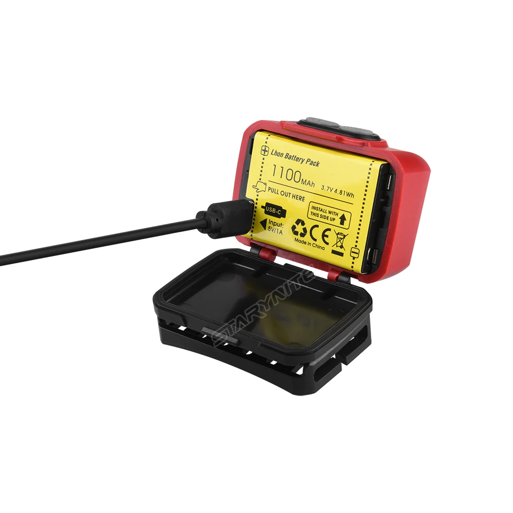 STARYNITE Dual Power 350 Lumens Led Headlamp Rechargeable with 1100mAh Lithium Battery Pack or Powered by 3*AAA Batteries