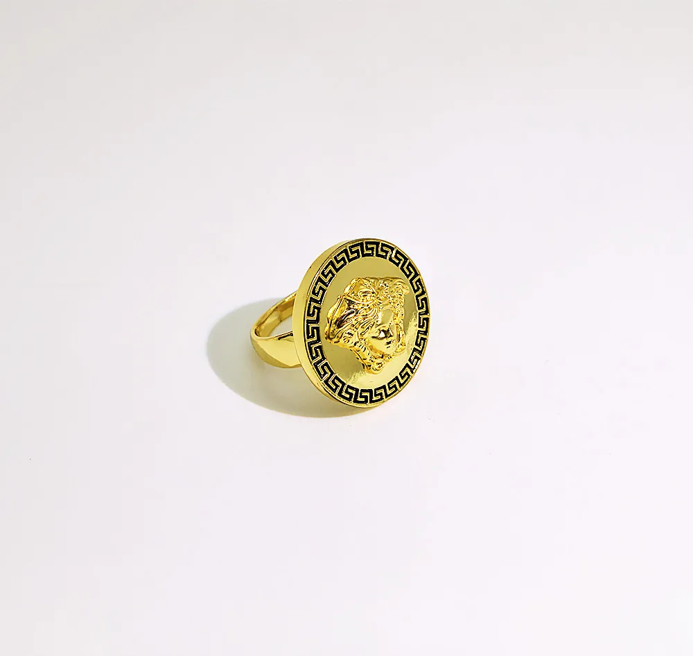 Vintage Silver Gold plated alloy ring Medusa punk ring