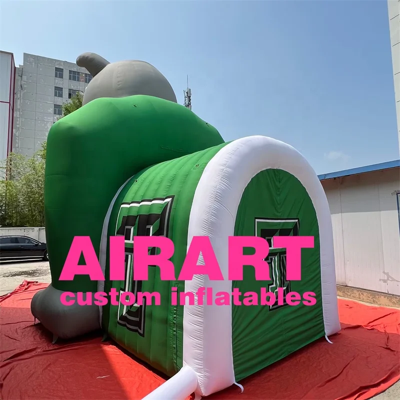 Inflatable Mascot Tunnel Green Color Inflatable Football Tunnel Customize Inflatable Bulldog Tunnel For Big Sporting Event