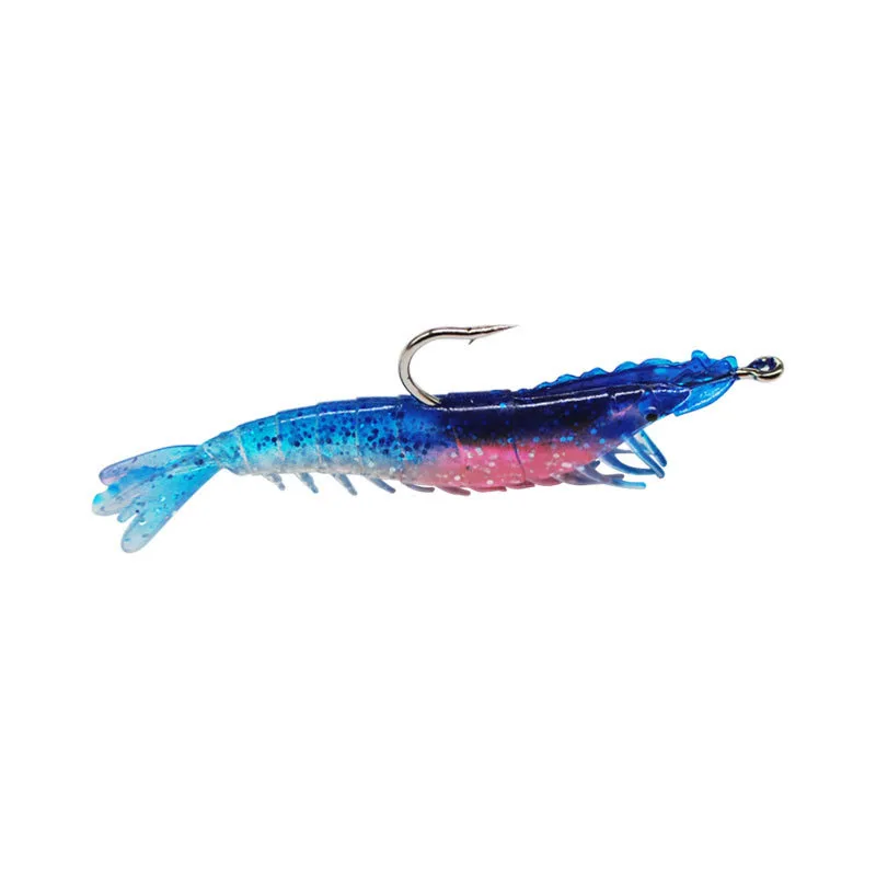 Factory Wholesale 10CM/9G Soft Plastic Lure Biomimetic Shrimp Bait With Back Hook Comes With Counterweight Has Luminous Effect