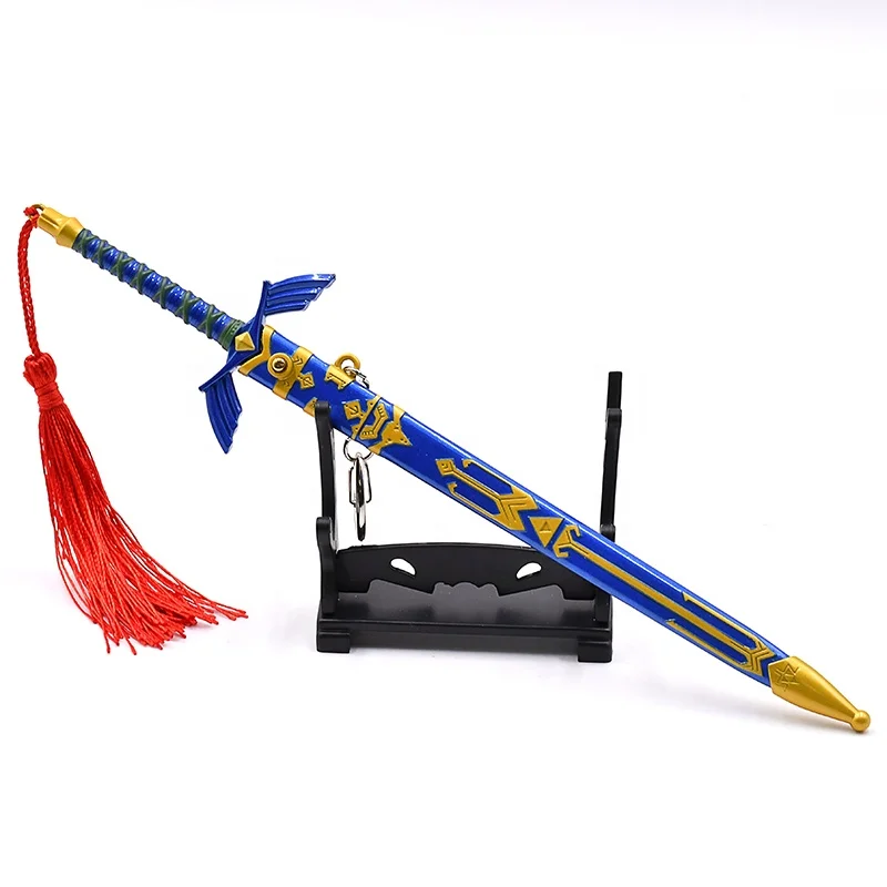Free Custom Design Auto Eject Katana Sword Keychain 8.5Inchs Samurai Mold Pendant of Hot Game Skyward Swords Mold Toy Keychain