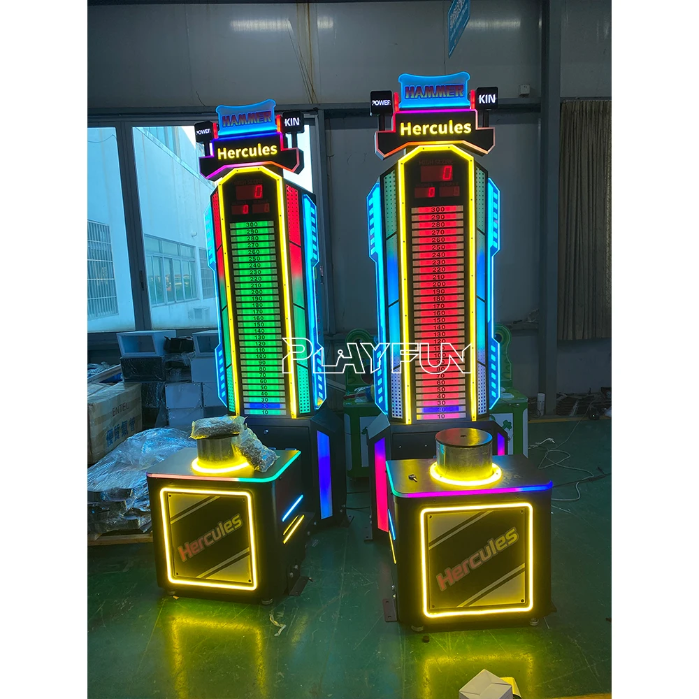 Playfun Wholesale High Quality Coin Operated Indoor Sport Strength Test Hammer Master Hercules Arcade Game Machine