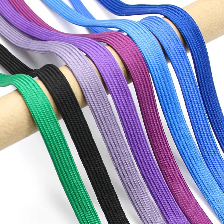Factory wholesale 7mm-15mm Multi-function Flat Rope Polyester Shoelaces Clothes Rope