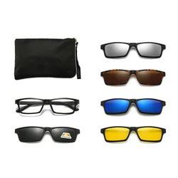 Sunbest Eyewear 5 In 1 Magnet Eyeglasses Frames Interchangeable Magnetic Clip On Glasses TR90 Polarized Clip-On Sunglasses