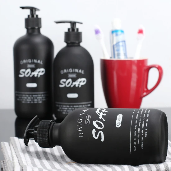 16oz Glass Soap Dispenser with Pump for Kitchen Sink and Bathroom ,500ml black Soap Pump Bottle