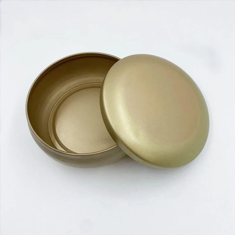 Large Capacity colorful  special round shape candle tin jar golden metal tin hair wax can