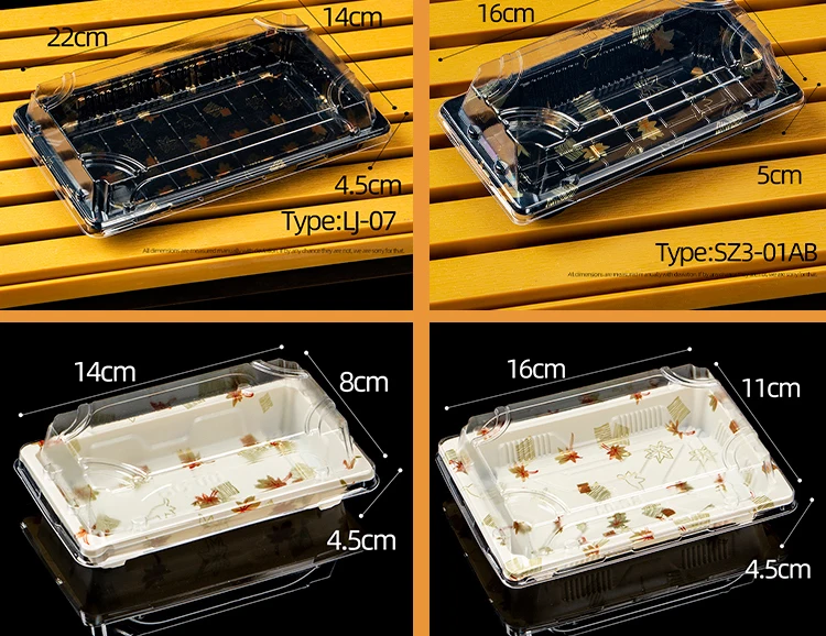 Factory High Quality Food Grade Disposable Sushi Box Container Food Grade Thickness PET Sushi Sashimi Packaging Tray