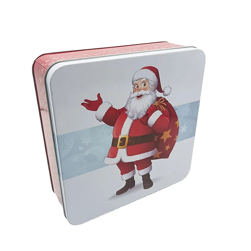 Wholesale Tinplate Square Christmas Gift Packing Box Food Candy Chocolate Cake Packaging