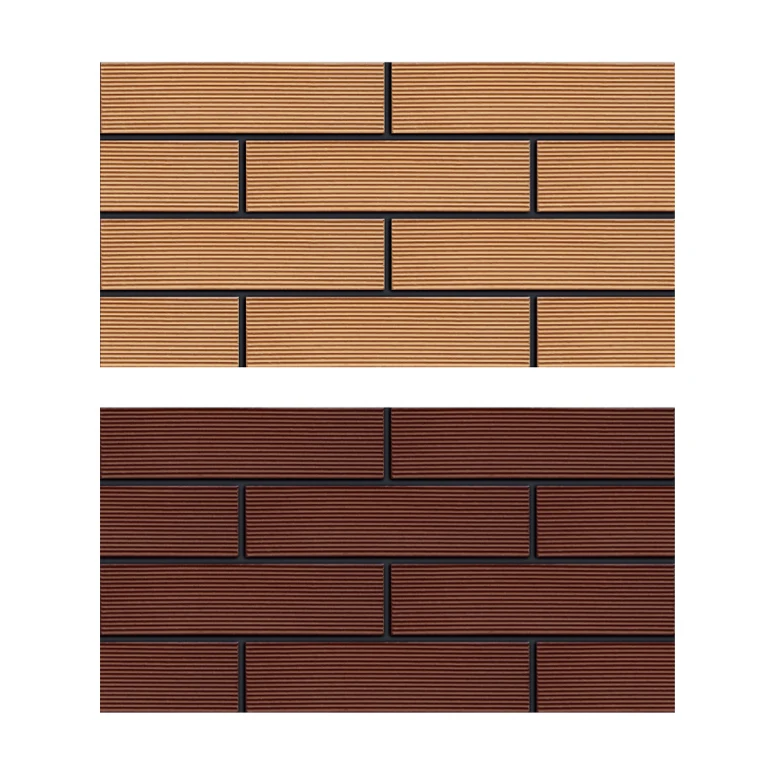 Customized thin long kiln terracotta brick slip veneer residential facade 24x6 rustic matte red clay wall bricks