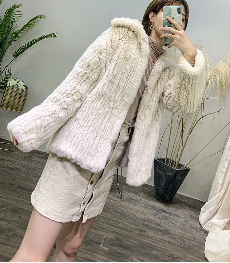 YR1198 Lovely soft color fashion garment jacket rex rabbit fur jacket women clothing