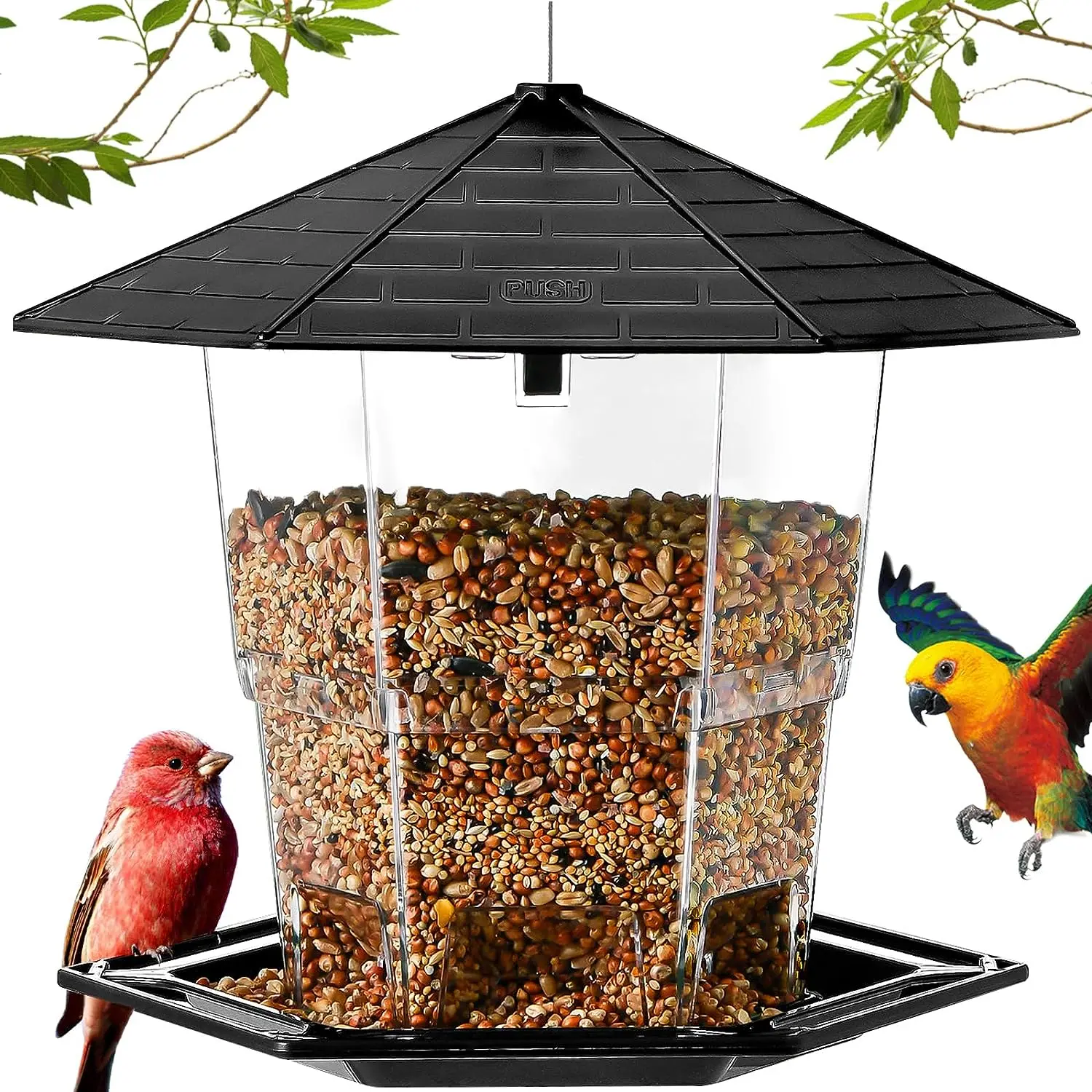 Retractable Wild Bird Feeder for Outdoor Hanging with Locking Feature for Outdoor and Garden Decorative Patio