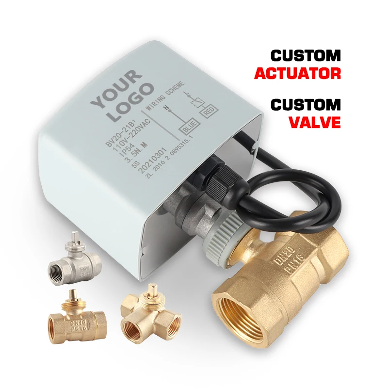 DC12V DC24V Electric Ball Valve Actuator with DN20 Valve Brass and Plastic Water ODM Normal Temperature Home Kitchen Junzhou