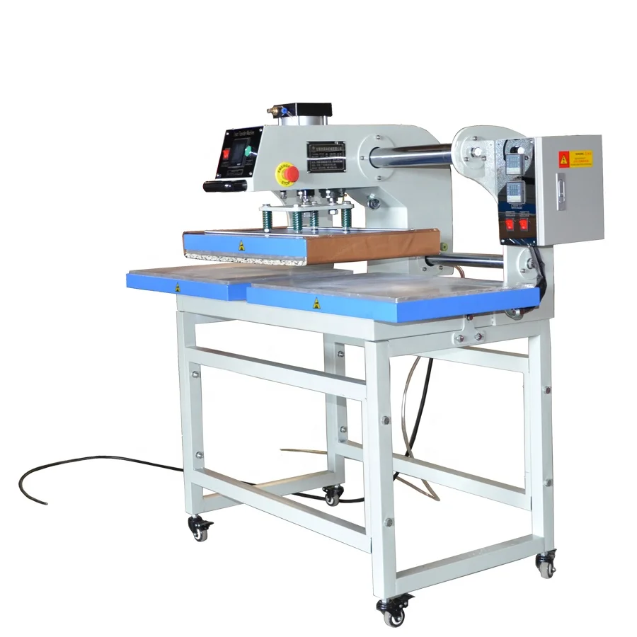 Automatic pneumatic top heat platen+down heater platen combo double tray fusing press heat transfer machine 60x40cm