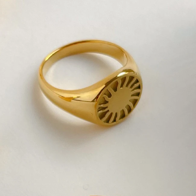 Custom Sun Rings Stainless Steel Jewellery Signet Ring 18K Gold Plated Jewelry for Women anillos bijoux anel schmuck joias joyas