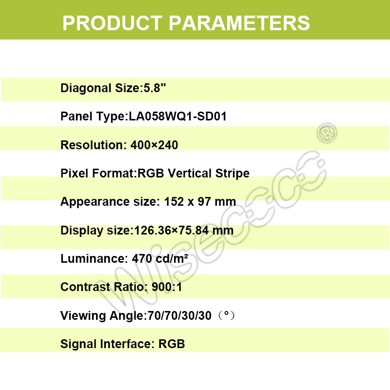 Wisecoco In Stock Wholesale 5.8 Inch Tft Lcd Support Custom Resolution Brightness 800*320 RGB 40Pins Ips Screen Display