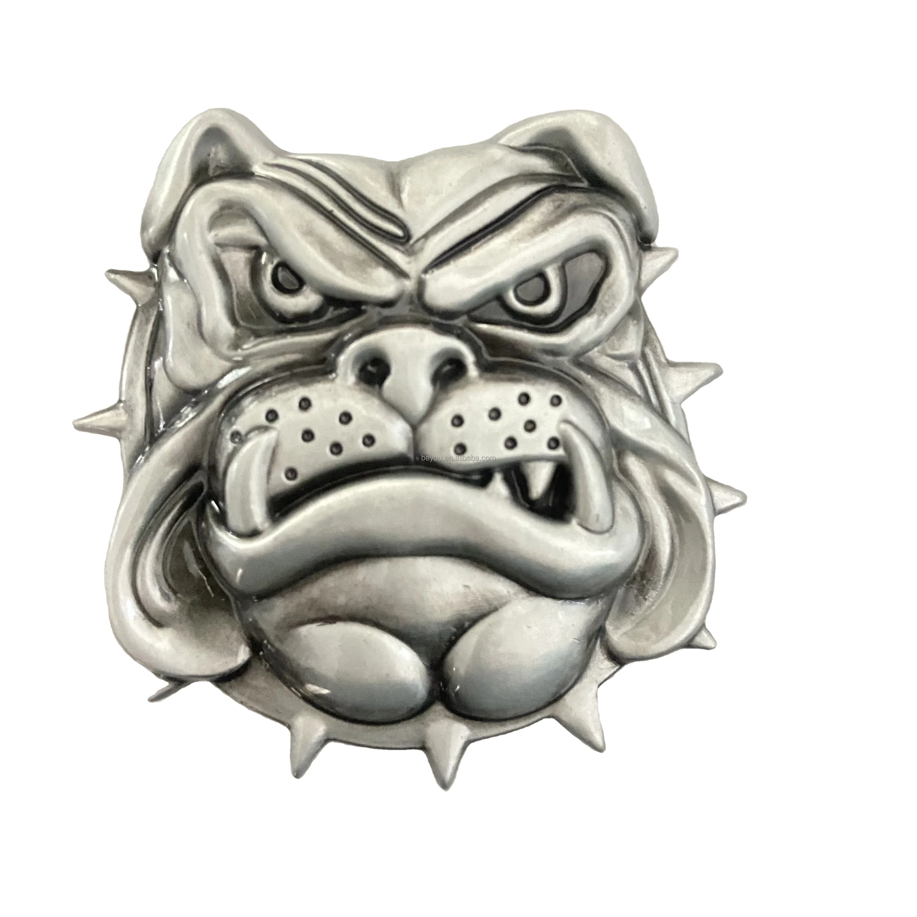 Western Denim Belt Fraternity Bulldog Buckle Genuine Leather Belt for Men Women Personality Jeans Belt Buckle