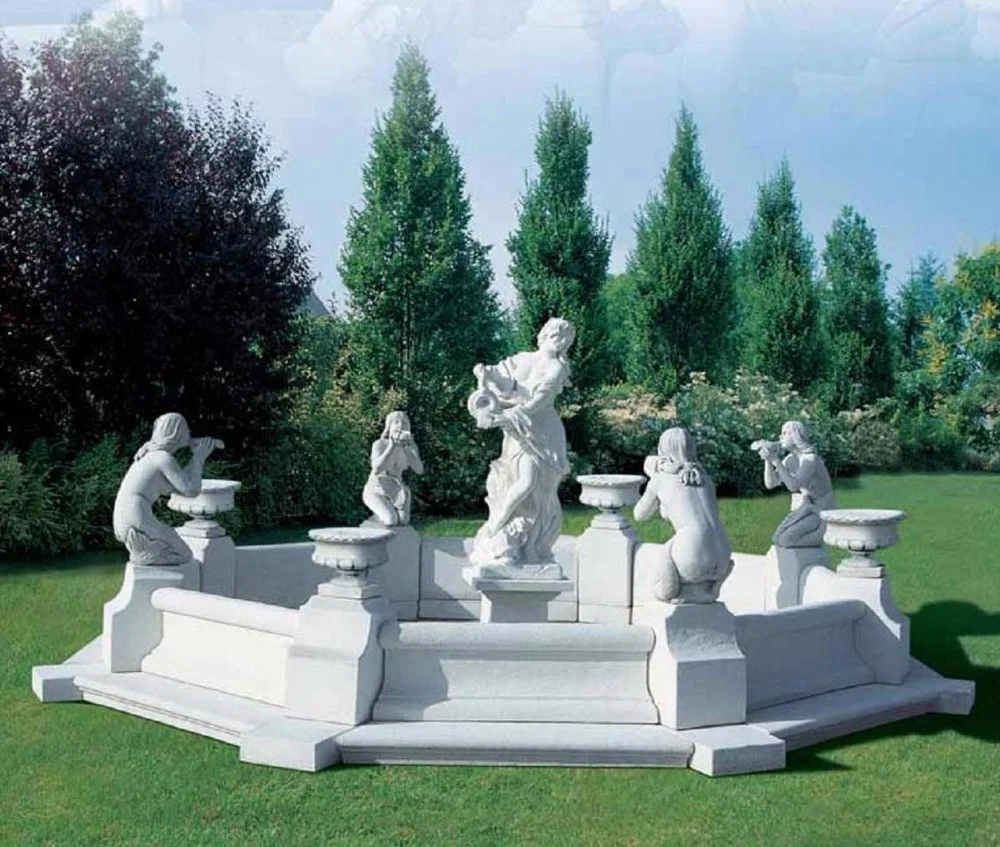 Shengye stone carving outdoor nude woman garden fountain natural stone marble sexy girl fountain large garden waterscape