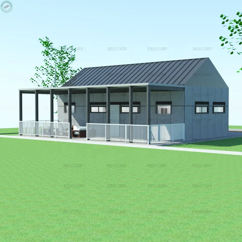 Modern Design Flatpack Container House with Garage Two Bedroom Container House Showroom Granny Flat