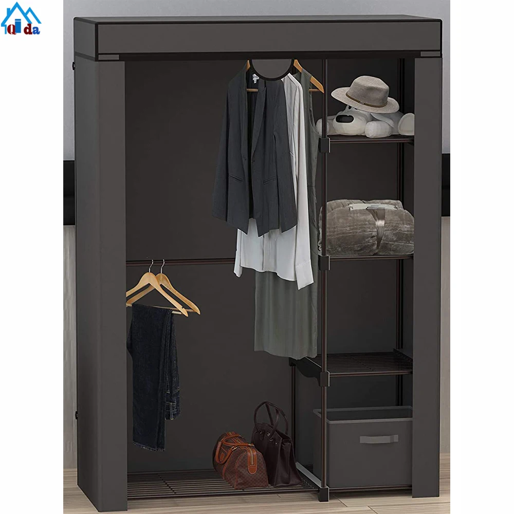 Mobile Home Furniture FACTORY SELL Low Price Fabric Combined Portable Wardrobe Stainless Steel