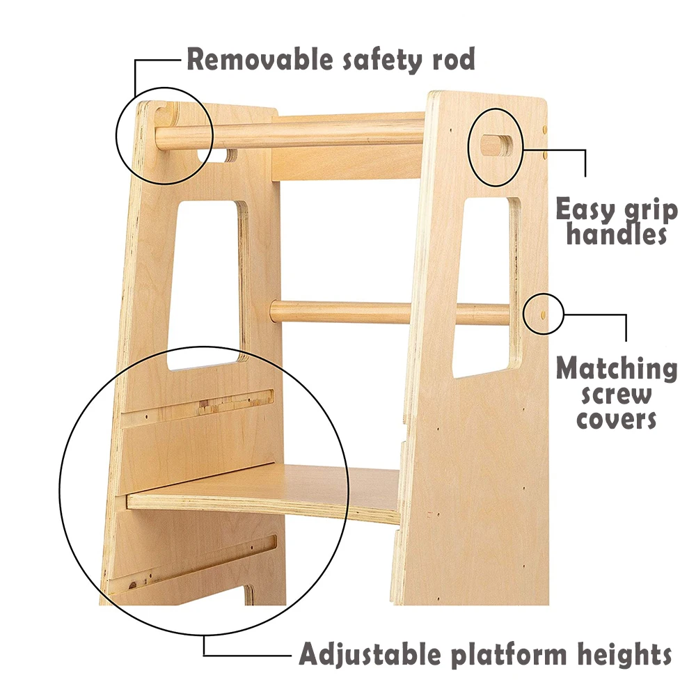 Montessori Furniture Kitchen Helper Learning Tower Kids Step Stool Toddler Child Wooden Learning Tower