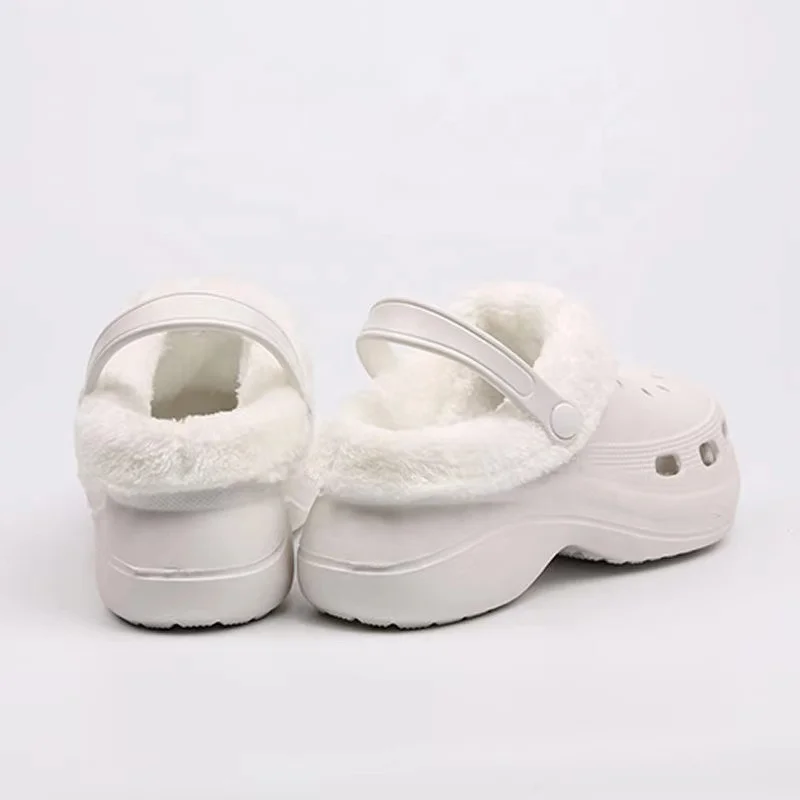 wholesale newest winter keep warm women waterproof EVA clogs sandals house women slip on shoes fur slippers