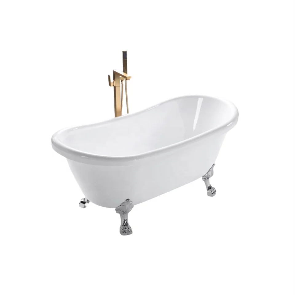 Oumeiga acrylic left right corner back to wall freestanding bath tubs rectangular bathtub for adults
