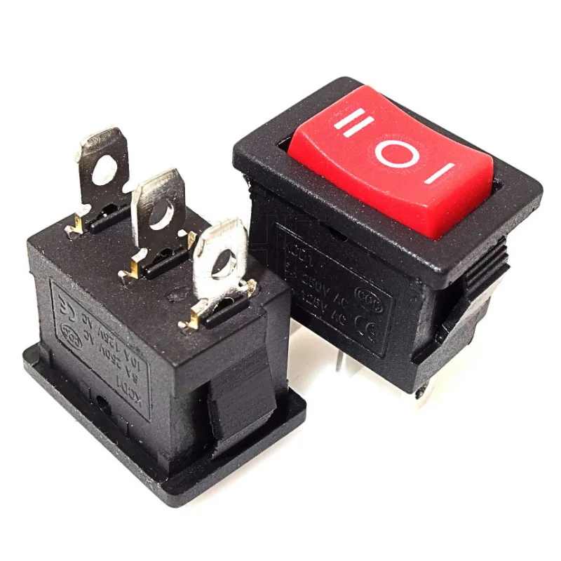 ON-OFF-ON rocker switch black square head push button 3 pins boat switch