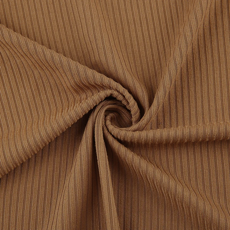 Best sell yarn dyed 4*2 rib textile tejidos Spandex Polyester Double Brushed Rib Knit Fabric For Sweater Jersey Fabric For Cuff