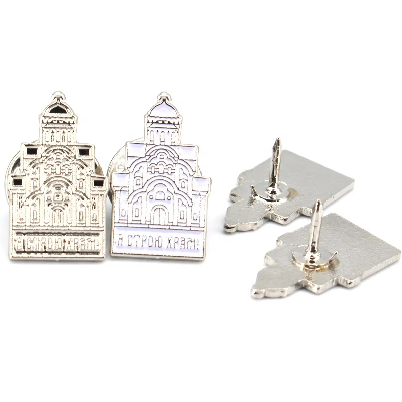Lovely Logo Brand Souvenir Gift Plated Metal Pin Badge With Butterfly Clutch For Clothing