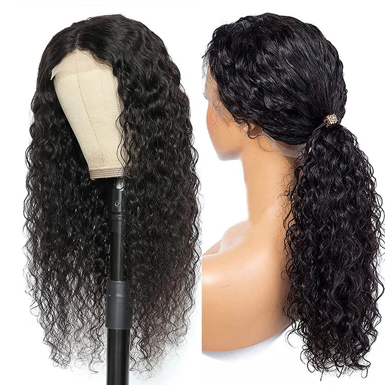 Guangzhou Guarantee Brazilian Water Wave Lace Front Human Hair Wigs  With Baby Hair No Tangle No Shedding