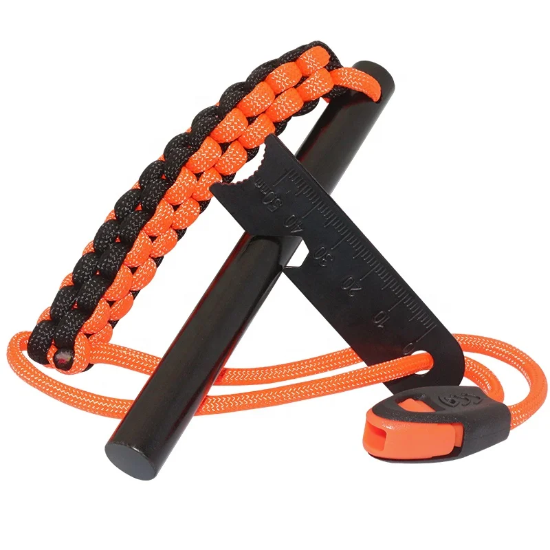 5inches Camp Bushcraft Paracord Handle Flint Fire Starter Sparking Ferrocerium Rod Lighter