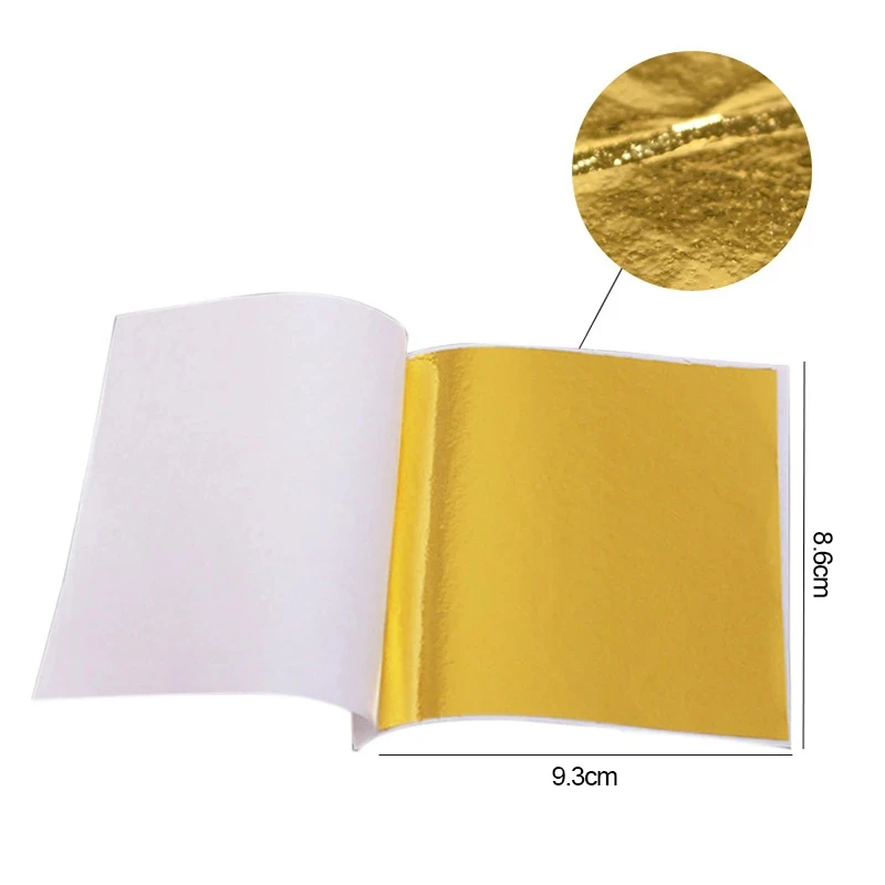 Imitation Gold Leaf Paper Gold Foil Sheets Gilding Copper Foil for Arts Crafts Painting Silver Foil