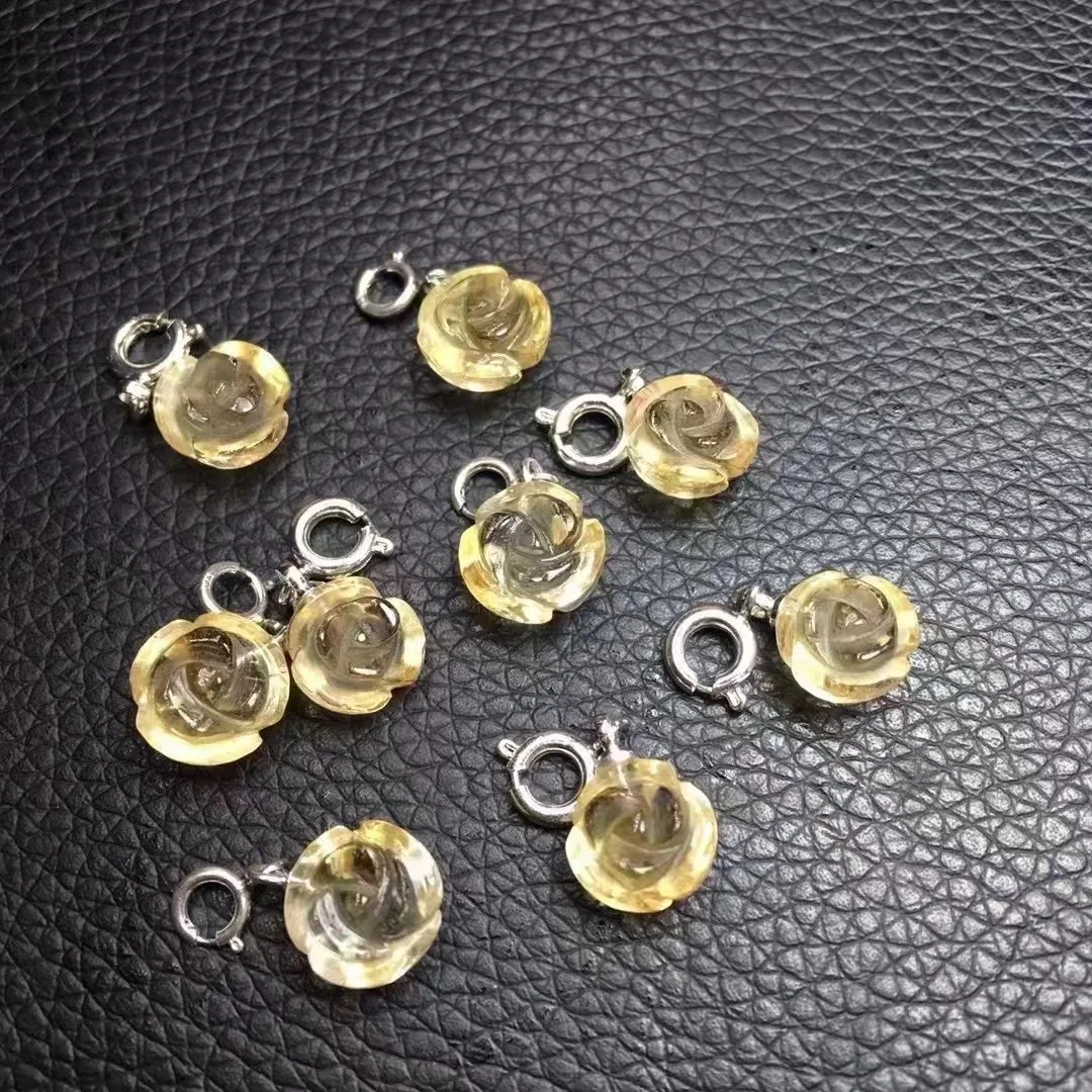 Natural mini rose quartz Labradorite Flower pendant amethyst citrine Flower 925 Sterling Silver pendants