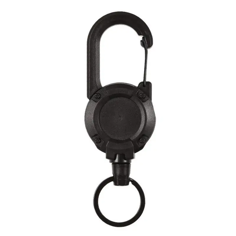 High Quality Carabiner Retractable Heavy Duty Steel Reel Key Chain for Holder Key Ring Key Chain Fishing Reel