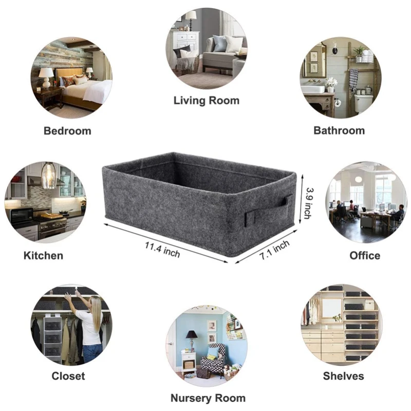 Fabric Drawer Storage Basket Cute Storage Basket Felt Foldable Basket Storage Box for Mobile Phone Headphone Charger Cable