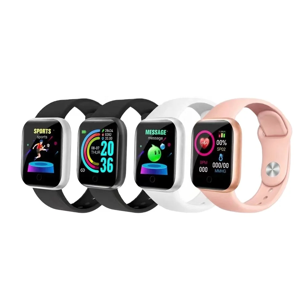 Y68 Waterproof Touch Screen Heart Rate Monitor Smart Thermometer With Temperature Sports Watch