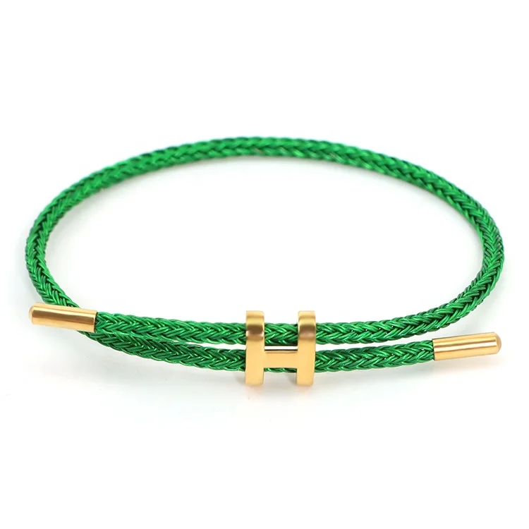 FLOWER SEVEN 7203 Fashion Jewelry Bracelet 18K Gold H Buckle Adjustable DIY Bangle Stainless Steel Wire Rope Waterproof Bracelet