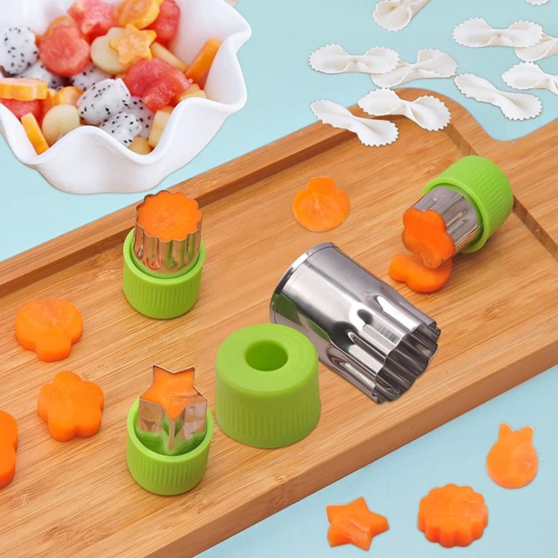 Home Kitchen Fruit and Cookie Pastry Stamps Mold for Kids 12pcs Cutter For Vegetables Mini Vegetable Cutter Set