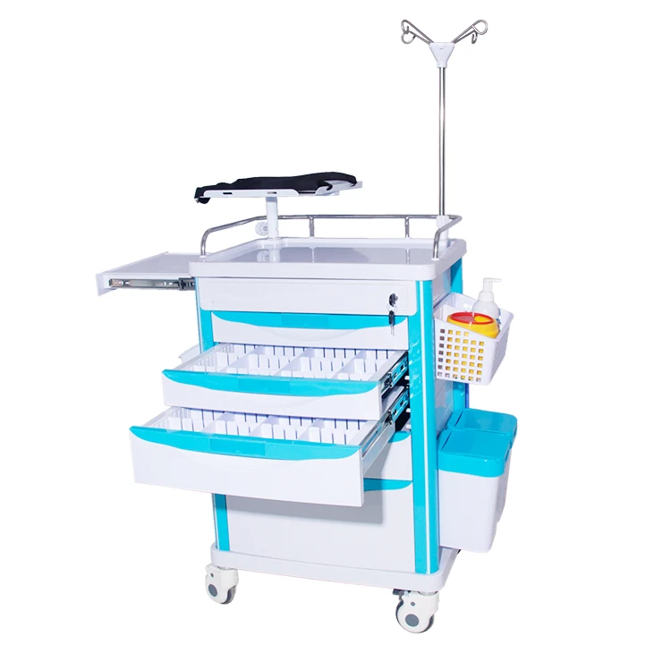 Цена производителя для медицинских тележек для использования в больницах, тележка для чрезвычайных ситуаций, тележка для больниц из АБС-пластика для чрезвычайных ситуаций на продажу